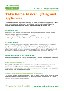 Take home tasks: lighting and appliances