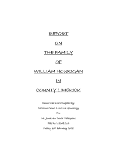 genealogist`s report on the Hourigans (inconclusive)