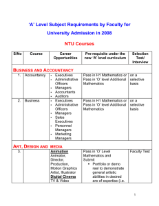 A Level Subject Criteria for 2008 Uni Admission