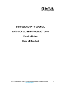 2014 Suffolk County Council Penalty Notice Code of Conduct