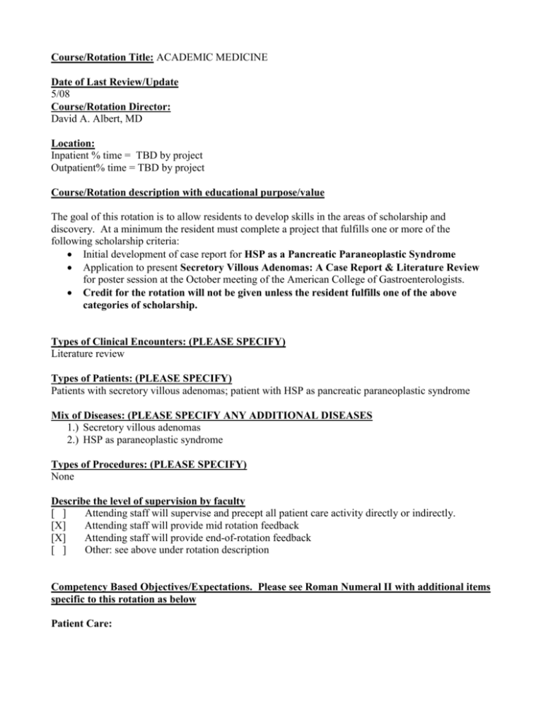 Academic Elective Sample 2