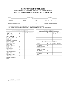 Masters Degree in Exercise and Sport Psychology Check Sheet