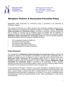 Workplace Violence & Harassment Prevention Policy