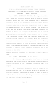 Title 11 Civil Commitment of Sexually Violent Predators