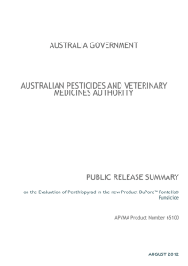 Penthiopyrad - Australian Pesticides and Veterinary Medicines