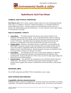 Hydrofluoric Acid Fact Sheet - the Department of Environmental