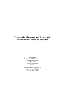 Trust, social dilemmas and the strategic construction of collective