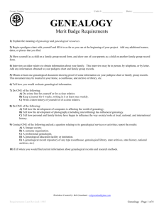 Genealogy merit badge worksheet (old requirements)
