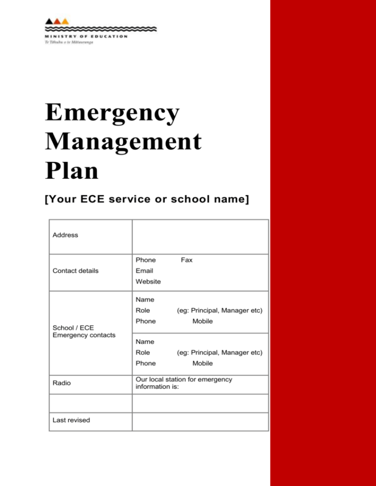 Emergency Management Plan Template 6413