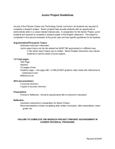 Junior project guidelines - Pioneer Career and Technology Center
