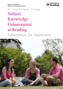 Institute of Education Subject Knowledge Enhancement Pre – Initial