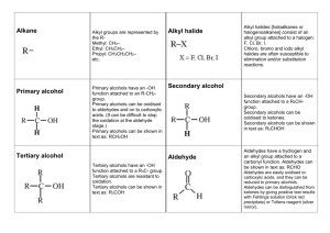 Alkane Alkyl groups are represented by the R