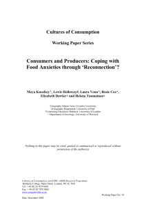 Consumers and Producers - Cultures of Consumption