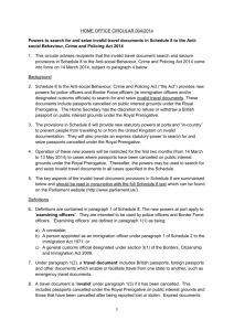 Invalid travel documents