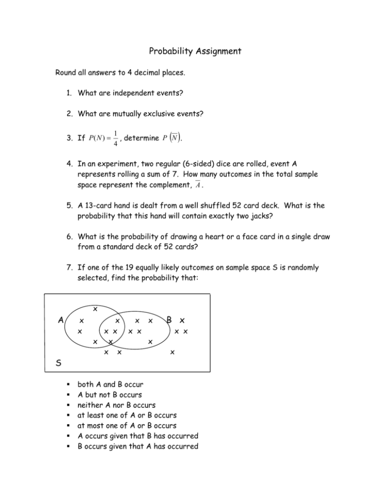probability assignment questions