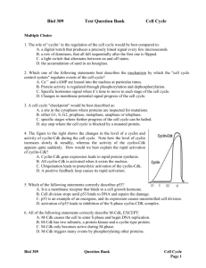 Biol 309 Test Question Bank Cell Cycle