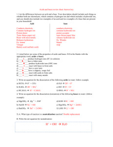 Acids and bases review sheet Answer key
