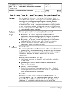 Pulmonary Care Services Emergency Preparedness Plan