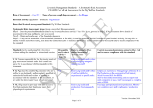 Example Risk Assessment for Pig Welfare Standards