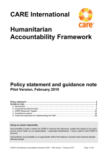 CARE International Humanitarian Accountability Framework