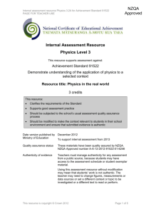Level 3 Physics internal assessment resource