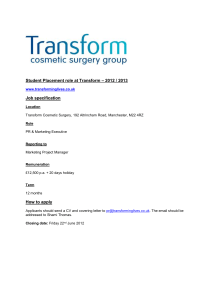 Student Placement role at Transform – 2012 / 2013 www