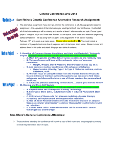 Sam Rhine`s Genetic Conference Alternative Research Assignment: