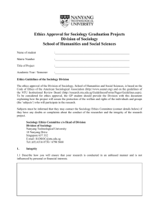 Ethics approval for the Division of Sociology,