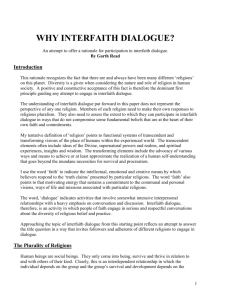 WHY INTERFAITH DIALOGUE