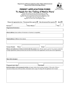 Permit Application Form to Apply for the `Taking` of Native Flora