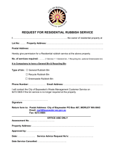 Request for a Residential Rubbish Service