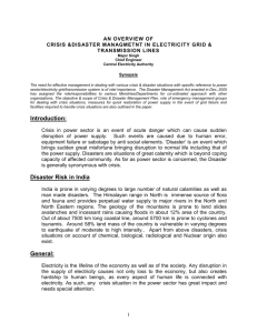 Crisis Disaster Management Plan for Electricity Grid