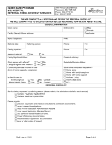 Inpatient Referral Form