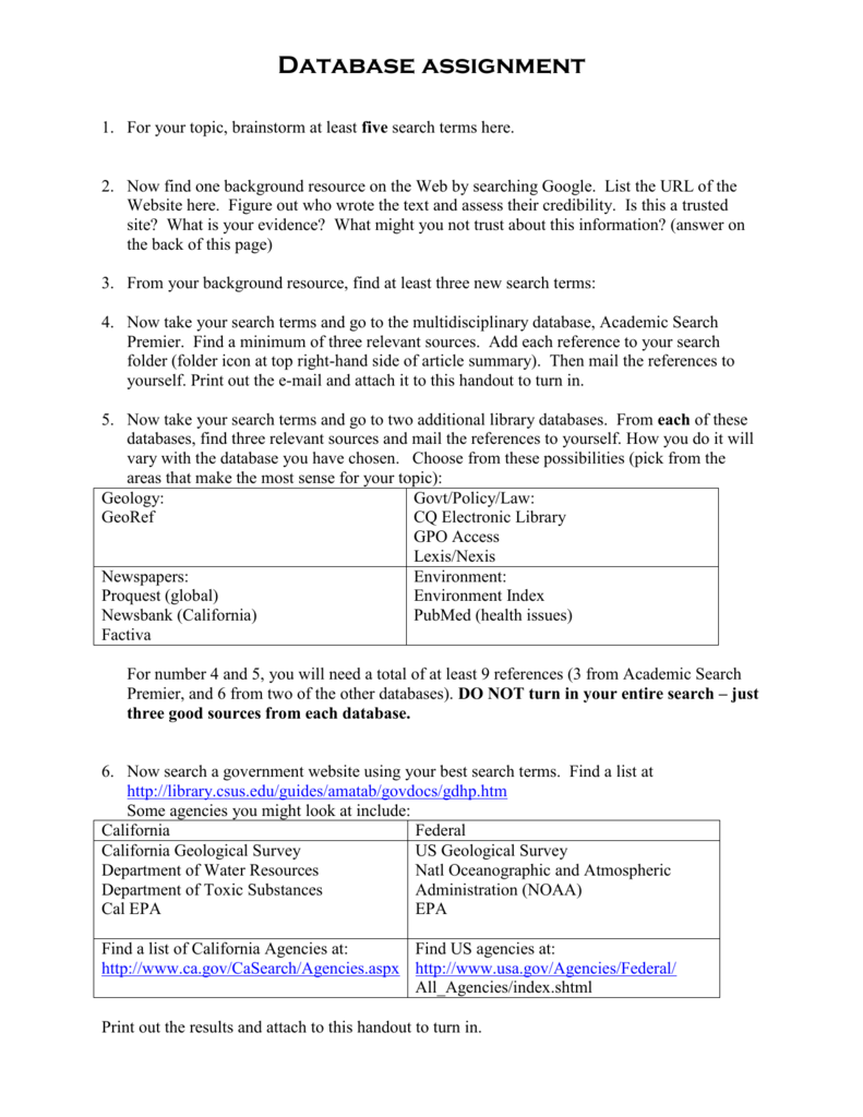 database assignment answers