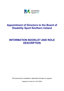 Information Booklet, Role Description and Application