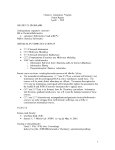 Chemical Informatics Program Status Report