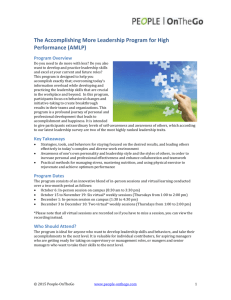 The Accomplishing More Leadership Program for High Performance