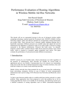 Performance Evaluation of Routing Algorithms in Wireless Mobile