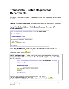 Transcripts – Batch Request for Departments