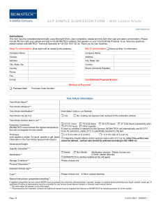 GLP Sample Submission Form with Control