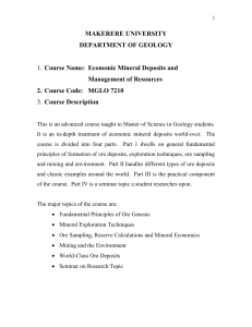 MGLO7210 Economic Mineral Deposits and Management of