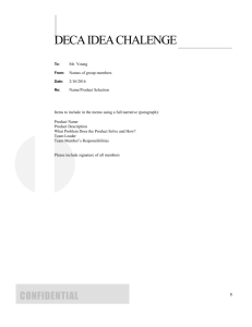 IDEA Challenge team memo