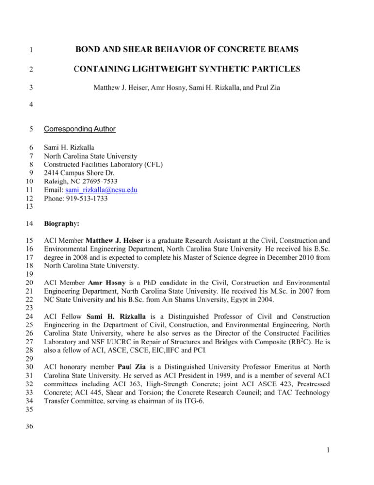 bond and shear behavior of concrete beams