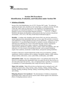 Section 504 Procedures Identification, Evaluation, and Education