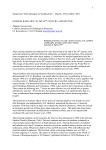 Ionization Radiation in the 20th Century and Beyond, Dr. Zbigniew