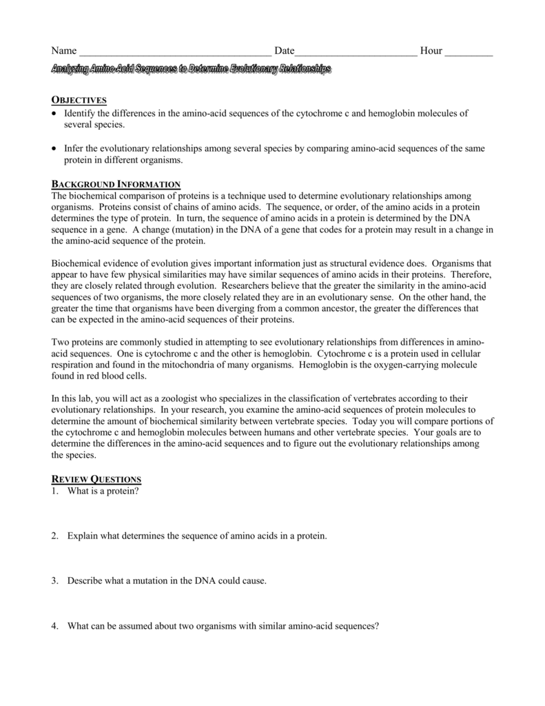 Analyzing Amino Acid Sequences To Determine