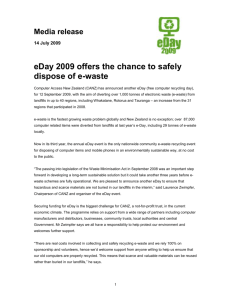 Safely dispose of e-waste during eDay 2009