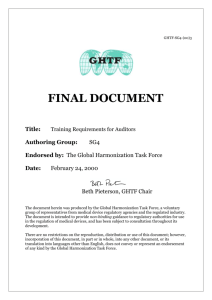 GHTF SG4 Training Requirements for Auditors
