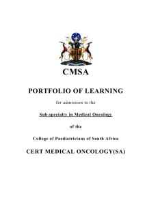 Cert Medical Oncology(SA) - The Colleges of Medicine of South Africa