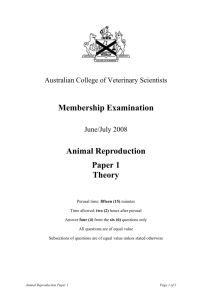 Animal Reproduction - Australian College of Veterinary Scientists